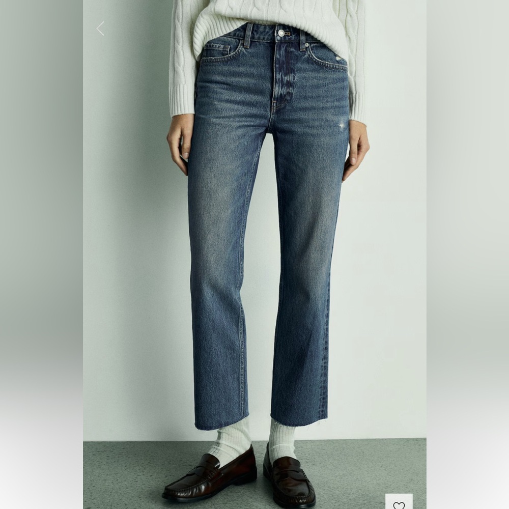 Mango Straight Fit Cropped Jeans